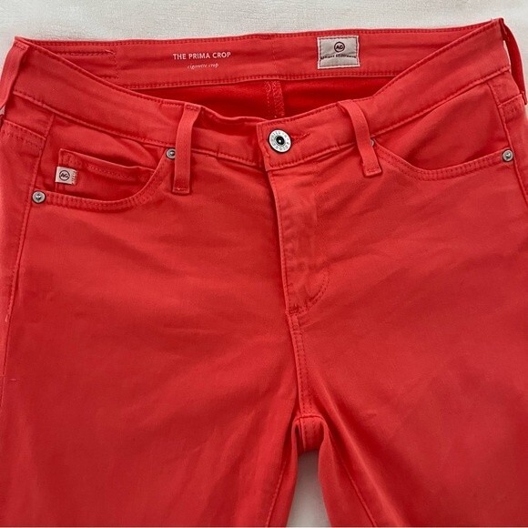 AG Adriano GoldSchmied The Prima Crop Cigarette Crop in Coral/Orange, Size 25 - Picture 8 of 14